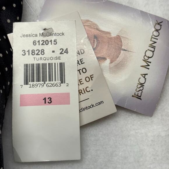 Vintage Jessica McClintock Gunne Sax Black Polka Dot Party Prom Dress Size 13/14 - Picture 6 of 13